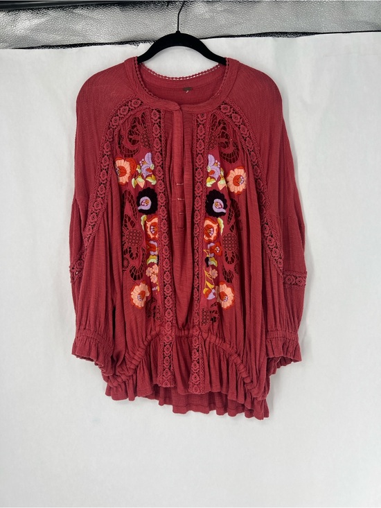 Free People Tops - Free People Floral Embroidered Tunic in Rust